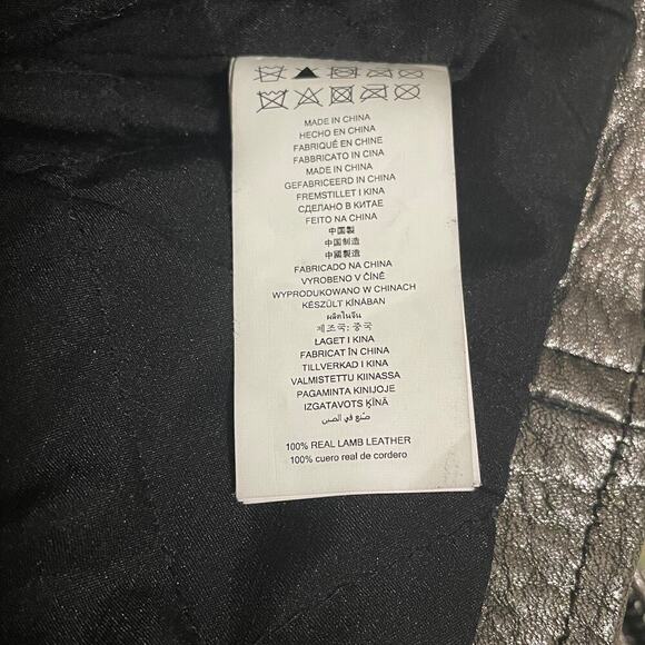 Michael Kors Metallic Silver Leather Jacket | Womens M, Moto Style EUC MSRP $595 - Picture 7 of 12